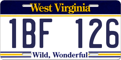 WV license plate 1BF126