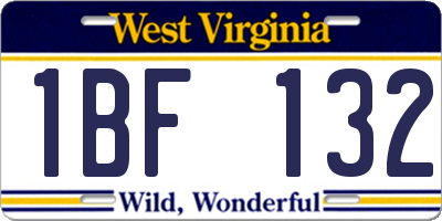WV license plate 1BF132
