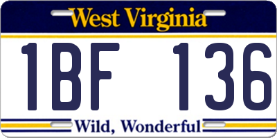 WV license plate 1BF136
