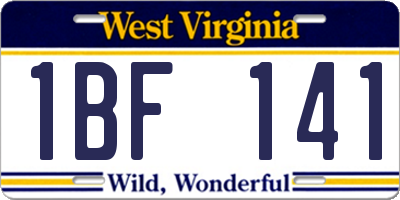 WV license plate 1BF141