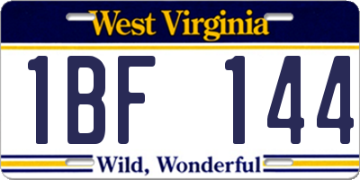 WV license plate 1BF144