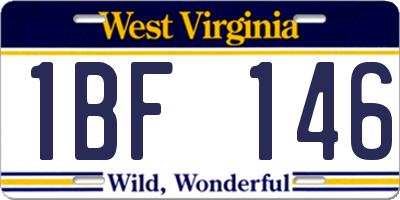 WV license plate 1BF146