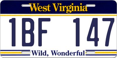 WV license plate 1BF147