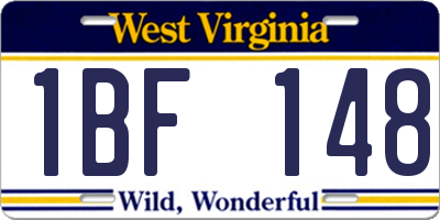 WV license plate 1BF148