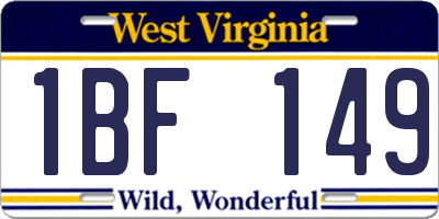 WV license plate 1BF149