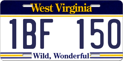 WV license plate 1BF150