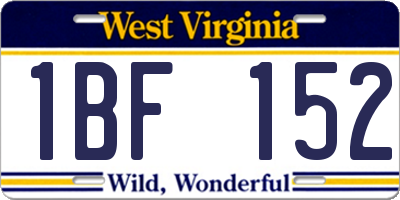 WV license plate 1BF152