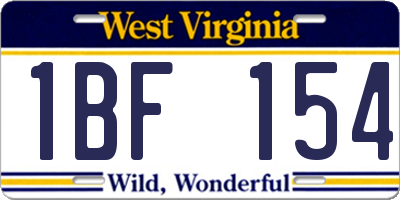 WV license plate 1BF154