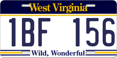 WV license plate 1BF156