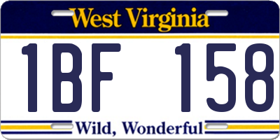 WV license plate 1BF158