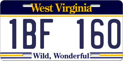 WV license plate 1BF160