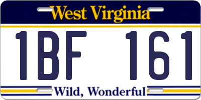 WV license plate 1BF161