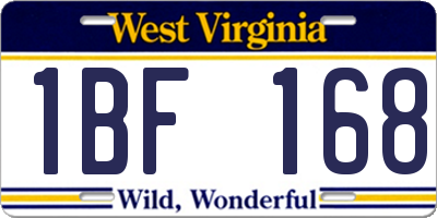 WV license plate 1BF168