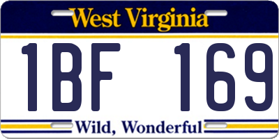 WV license plate 1BF169