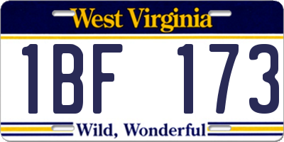 WV license plate 1BF173