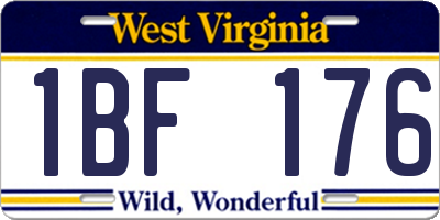 WV license plate 1BF176
