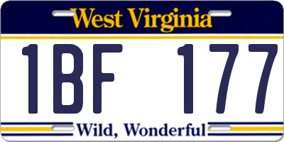 WV license plate 1BF177