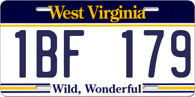 WV license plate 1BF179