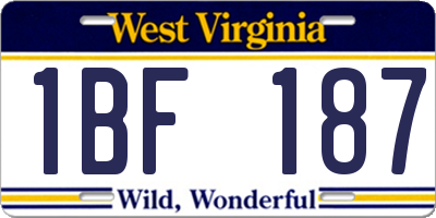 WV license plate 1BF187