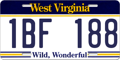 WV license plate 1BF188