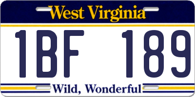 WV license plate 1BF189