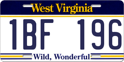 WV license plate 1BF196