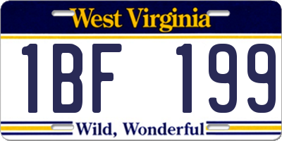 WV license plate 1BF199