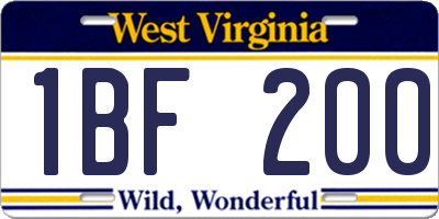 WV license plate 1BF200