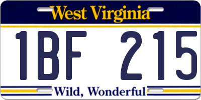 WV license plate 1BF215