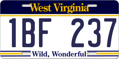 WV license plate 1BF237