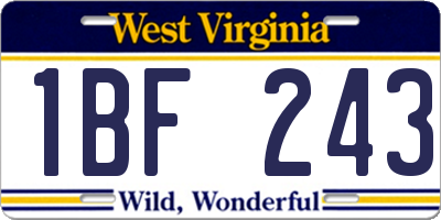 WV license plate 1BF243