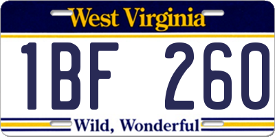 WV license plate 1BF260