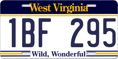 WV license plate 1BF295