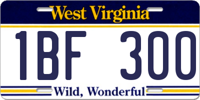 WV license plate 1BF300