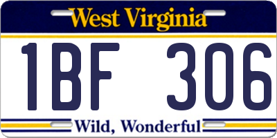 WV license plate 1BF306