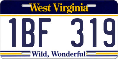 WV license plate 1BF319