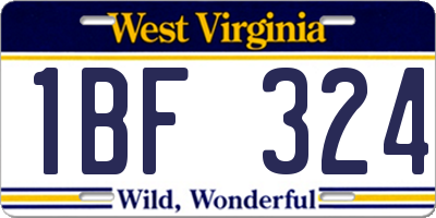 WV license plate 1BF324