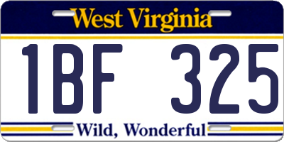 WV license plate 1BF325