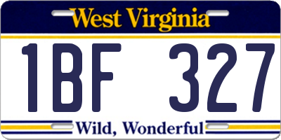 WV license plate 1BF327