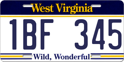 WV license plate 1BF345