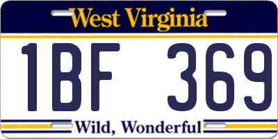 WV license plate 1BF369
