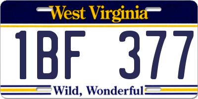 WV license plate 1BF377