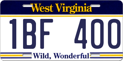 WV license plate 1BF400