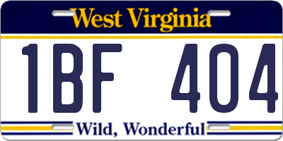 WV license plate 1BF404
