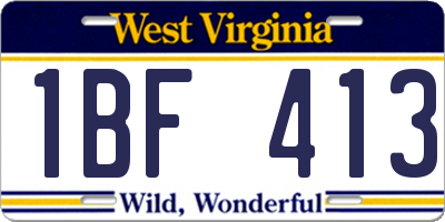 WV license plate 1BF413