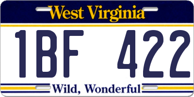 WV license plate 1BF422