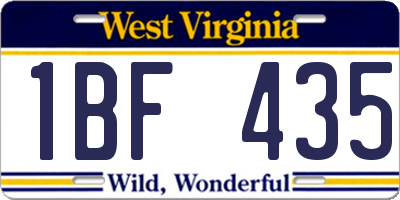 WV license plate 1BF435