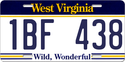 WV license plate 1BF438