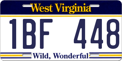 WV license plate 1BF448