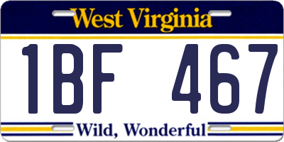 WV license plate 1BF467
